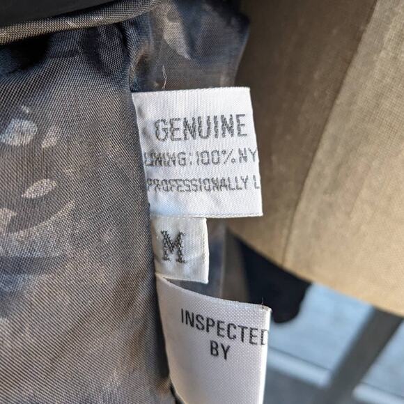 Vintage Minimalist Black Leather Duster Embroidered Biker Moto Goth Trench Coat - Picture 8 of 9